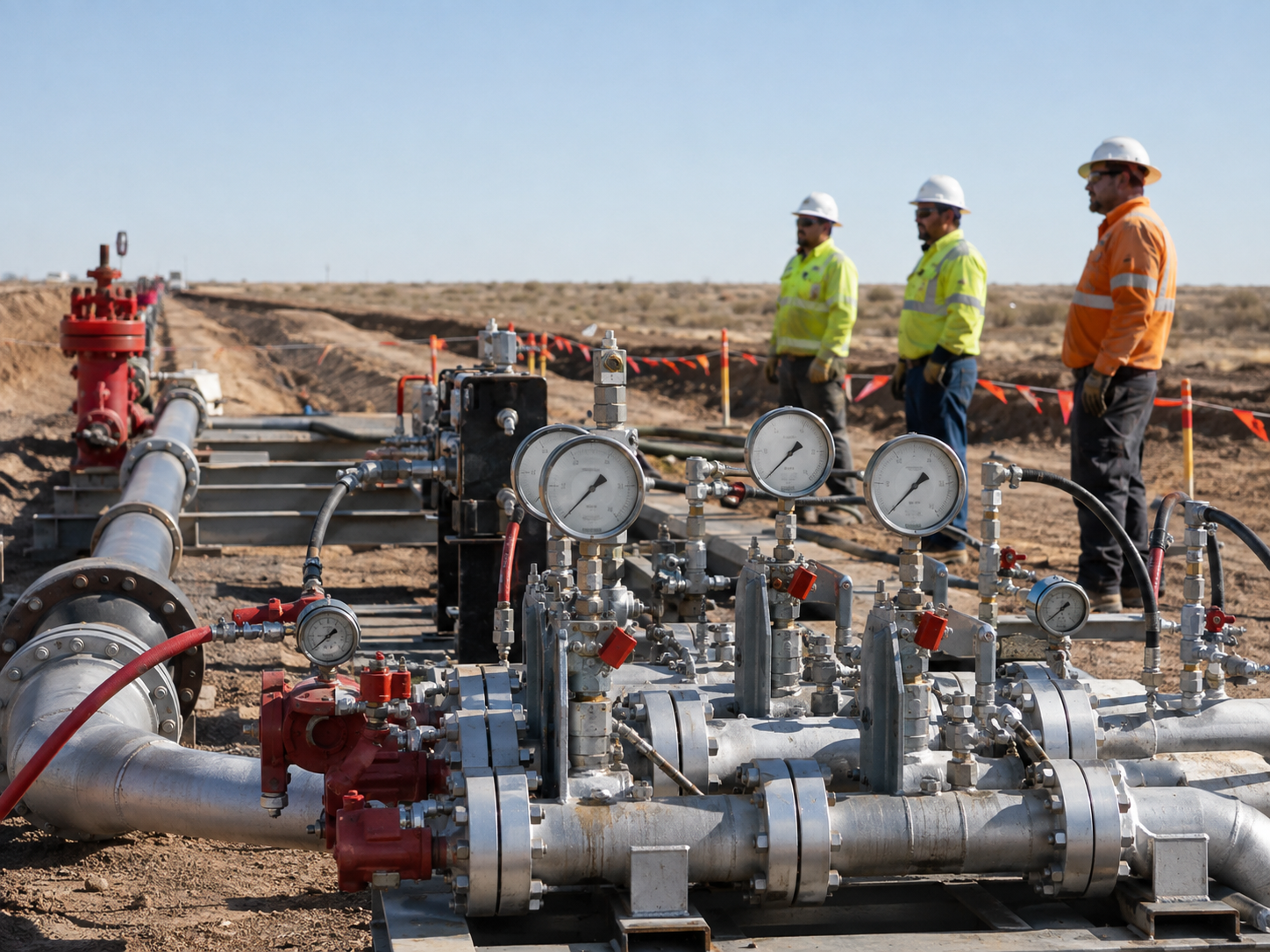 Hydrostatic pressure testing equipment and safety-qualified field personnel